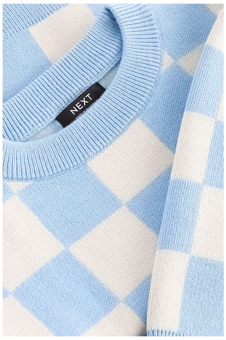 Kids' Checkerboard Sweater, Alternate, color, BLUE