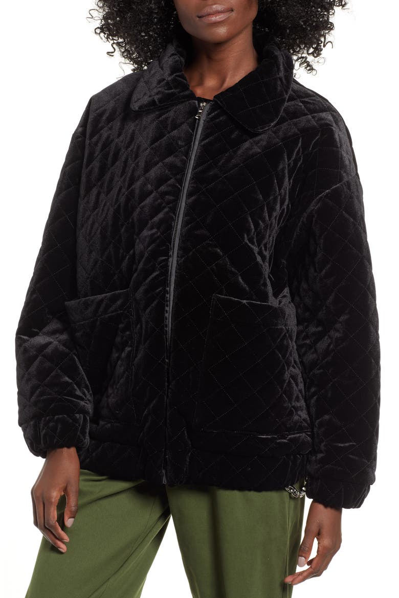 Contraband Quilted Velvet Jacket, Alternate, color, BLACK