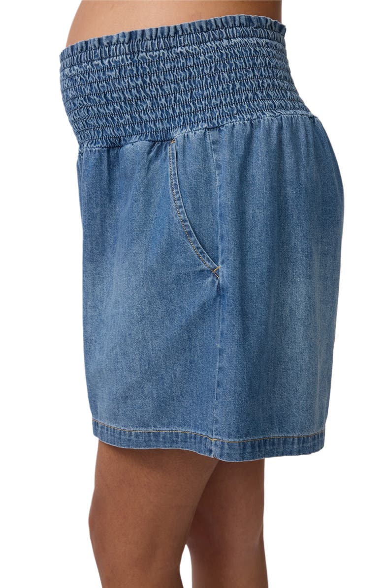Ingrid & Isabel Smocked Soft Denim Short, Alternate, color, Medium Wash