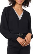 Vince Camuto Rhinestone V-Neck Top