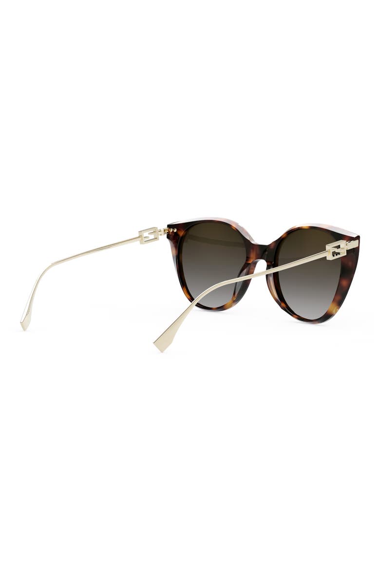 'Fendi Baguette 54mm Round Sunglasses, Alternate, color, COLORED HAVANA / BROWN POLAR
