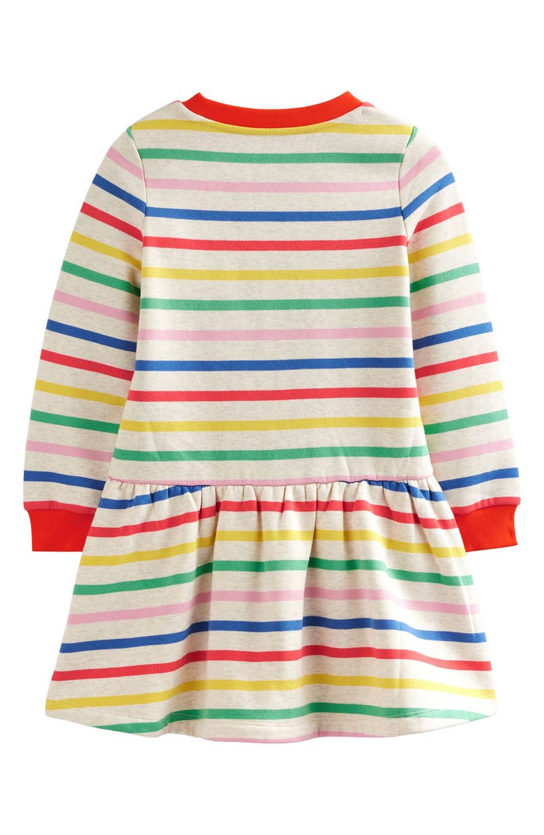 Mini Boden Kids' Stripe Long Sleeve Fleece Sweatshirt Dress, Alternate, color, 