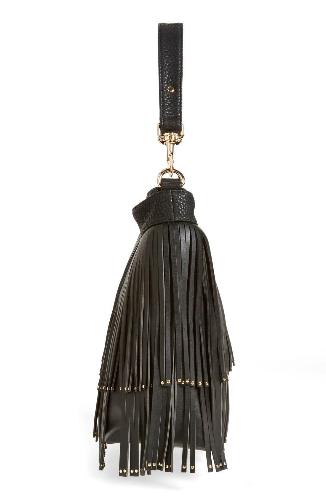 Deux Lux 'Mae' Faux Leather Fringe Hobo, Alternate, color, 