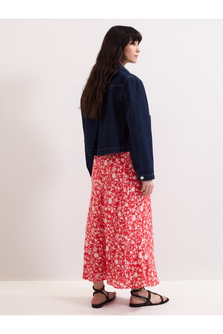 Floral Midi Skirt, Alternate, color, Red