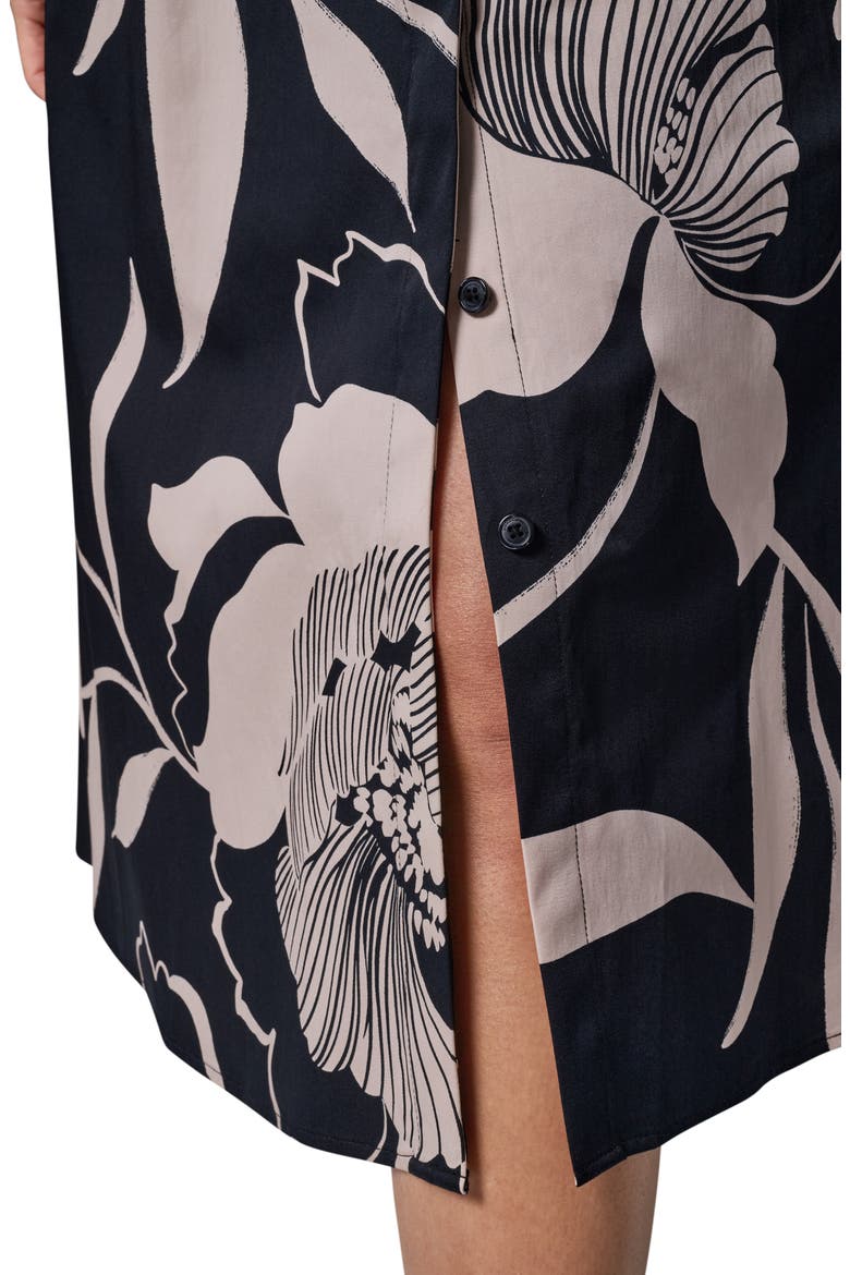Floral Long Sleeve Fit & Flare Shirtdress, Alternate, color, BLACK/ OAT MULTI