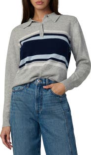Joe's Stripe Cashmere Polo Sweater