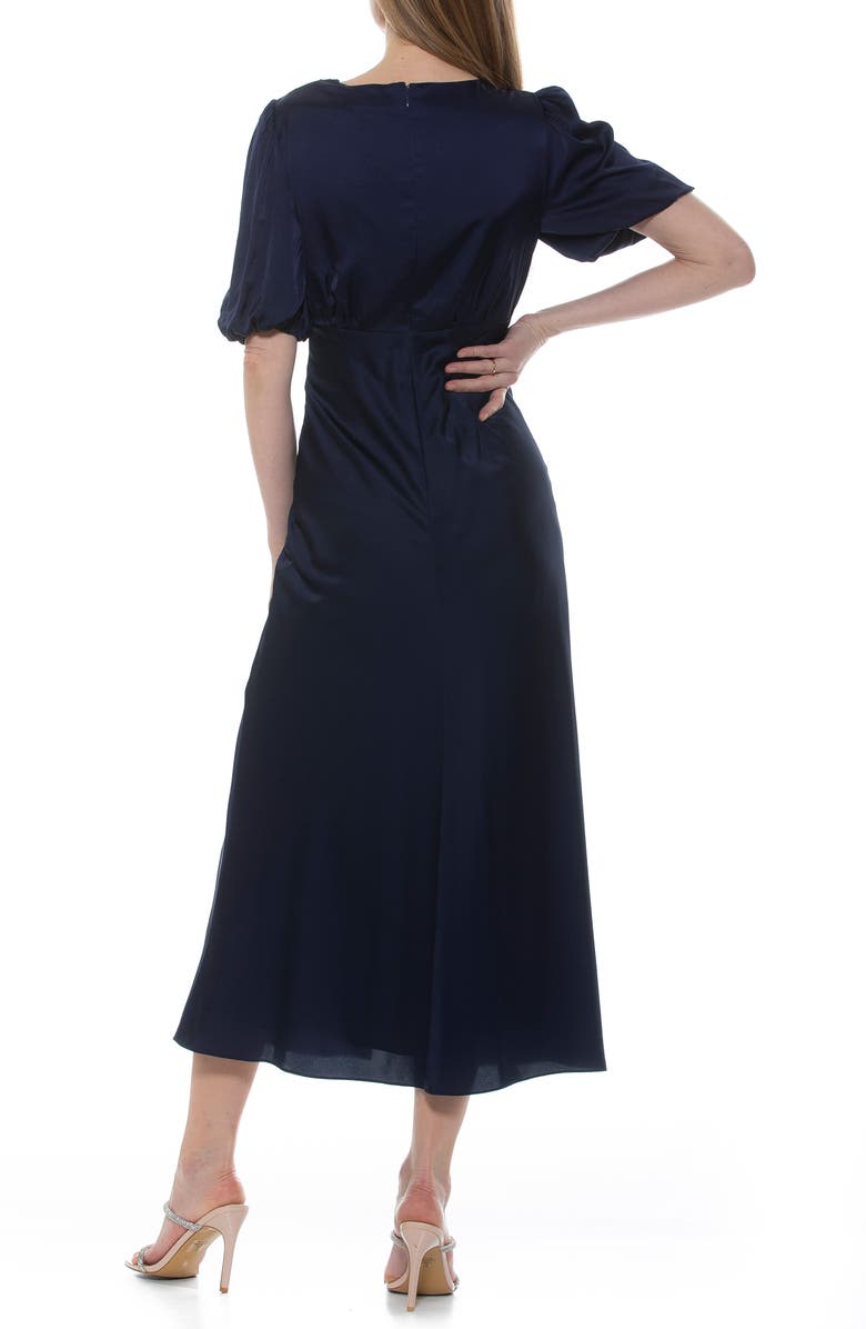 Alexia Admor Lorelei V-Neck Bubble Sleeve Midi Dress, Alternate, color, Navy