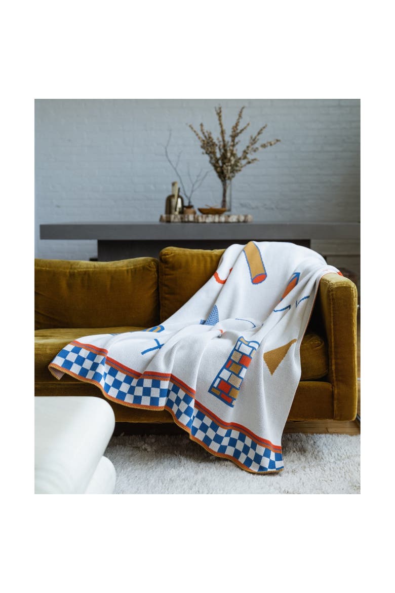 Shapes Knit Throw Blanket, Alternate, color, Primary