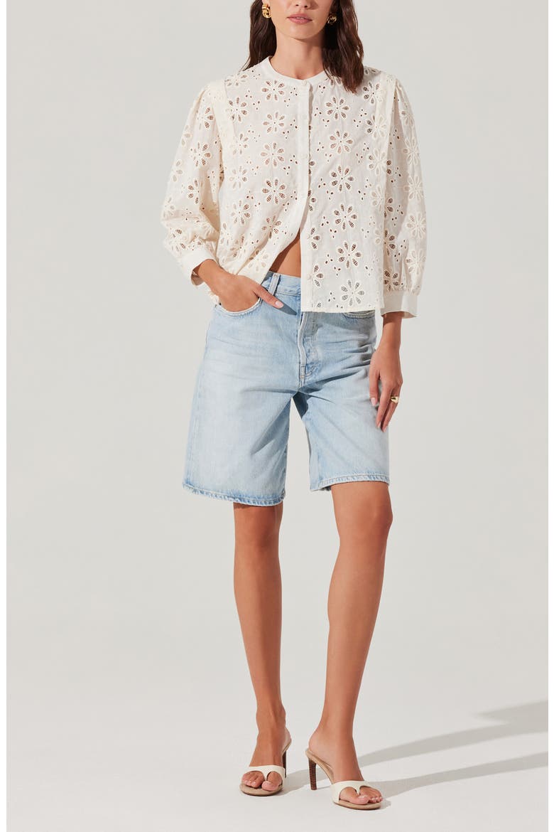 Savanna Cotton Eyelet Top, Alternate, color, CREAM