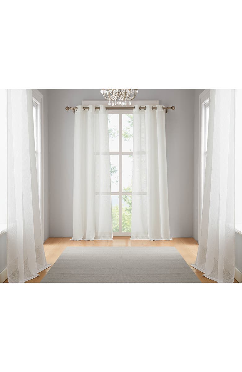 DAINTY HOME Set of 4 Sheer Curtain Panels, Main, color, White
