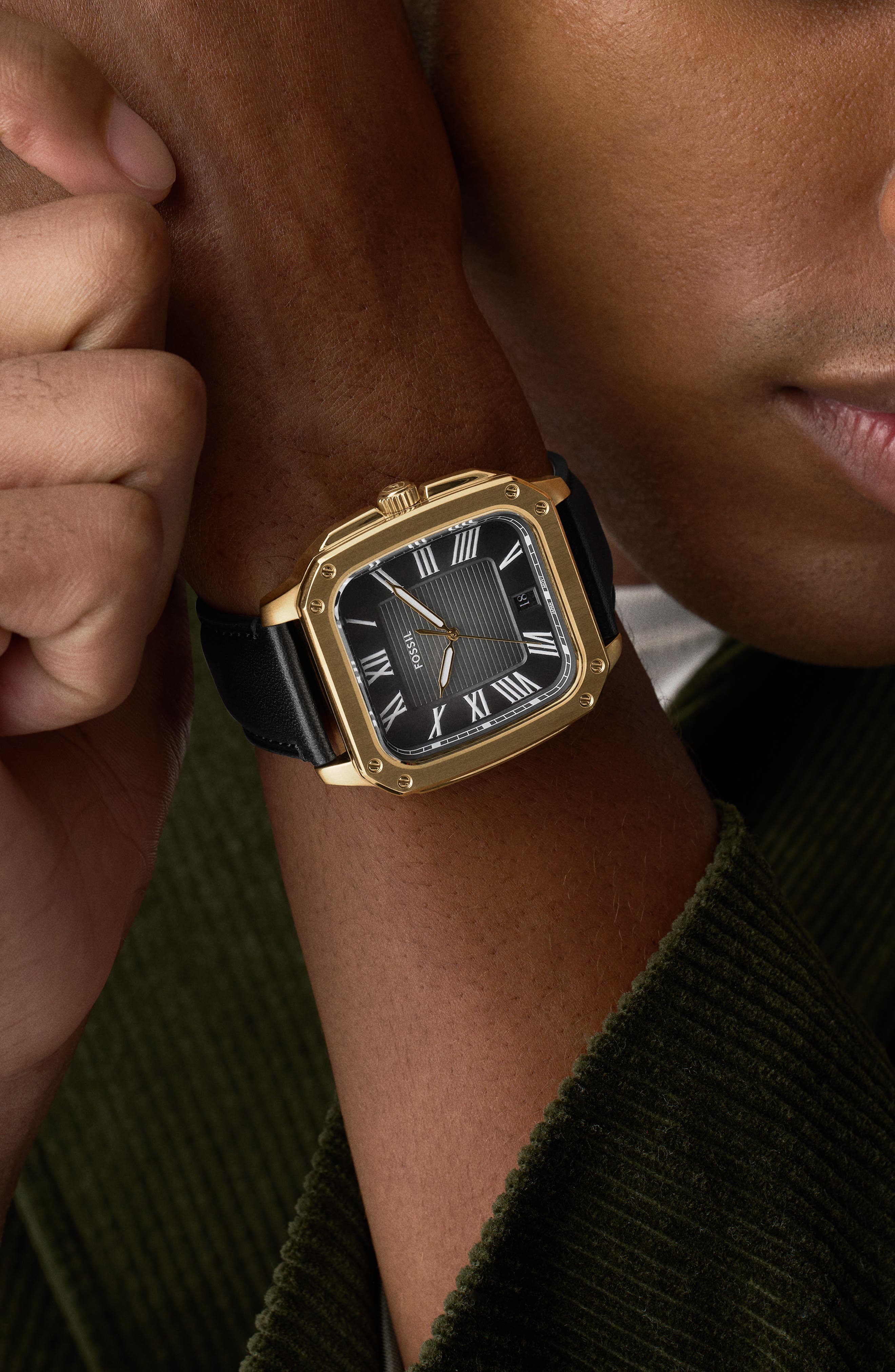 Fossil Crosby Leather Strap Watch, 42mm x 30mm (Men) | Nordstrom