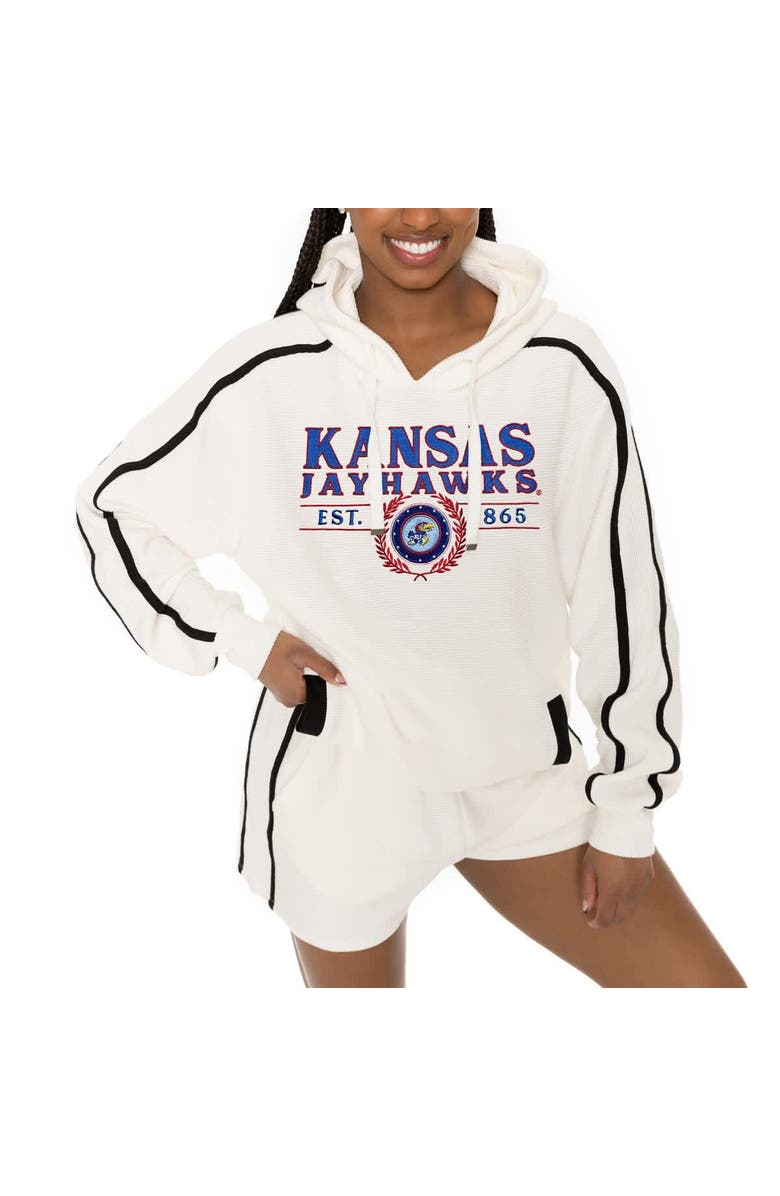 GAMEDAY COUTURE Men
s Gameday Couture Cream Kansas Jayhawks Down, Set, Go Hoodie and Shorts Lounge Set, Alternate, color, Cream