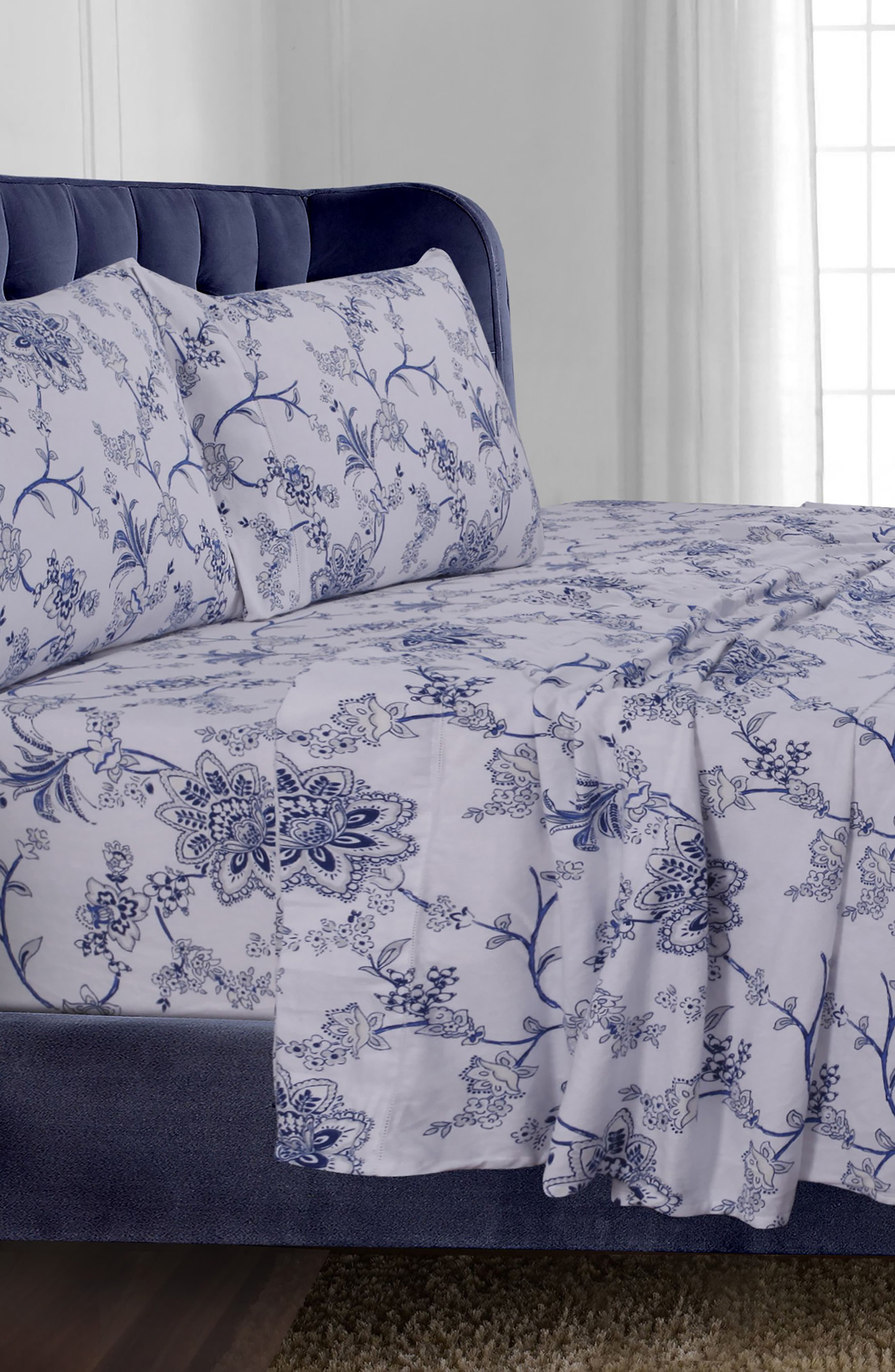 AZORES HOME Floral Cotton Flannel Sheet Set
