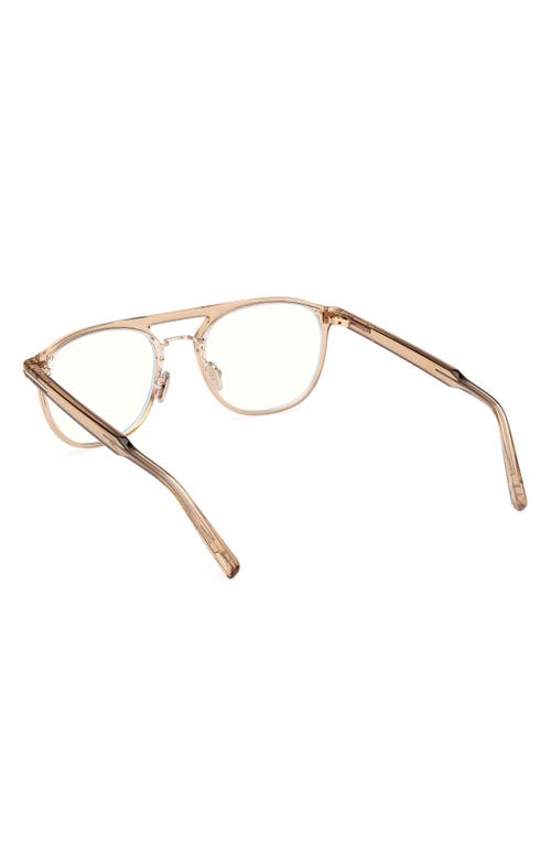 Tom Ford 52mm Pilot Blue Light Blocking Glasses In Gold