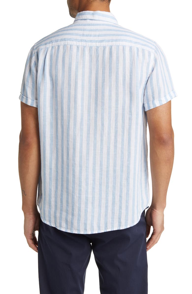Rails Nice Stripe Short Sleeve Button-Up Linen Shirt, Alternate, color, 