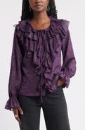 Treasure & Bond Ruffle Neck Chiffon Top