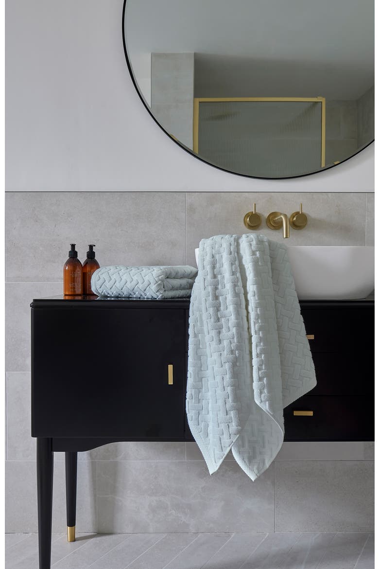 Trellis Textured Cotton Rayon Fibre Blend Soft Hand Towels, Alternate, color, Glacier
