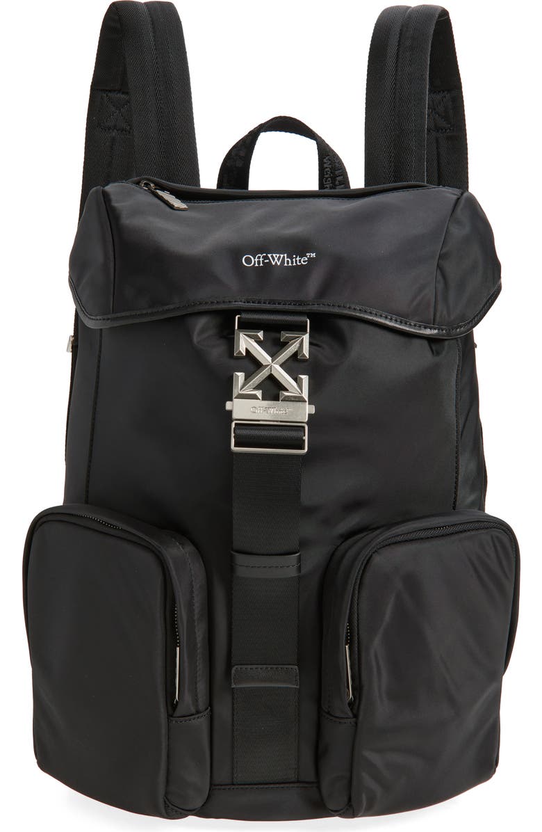 Off-White Drawstring Backpack, Main, color, Black