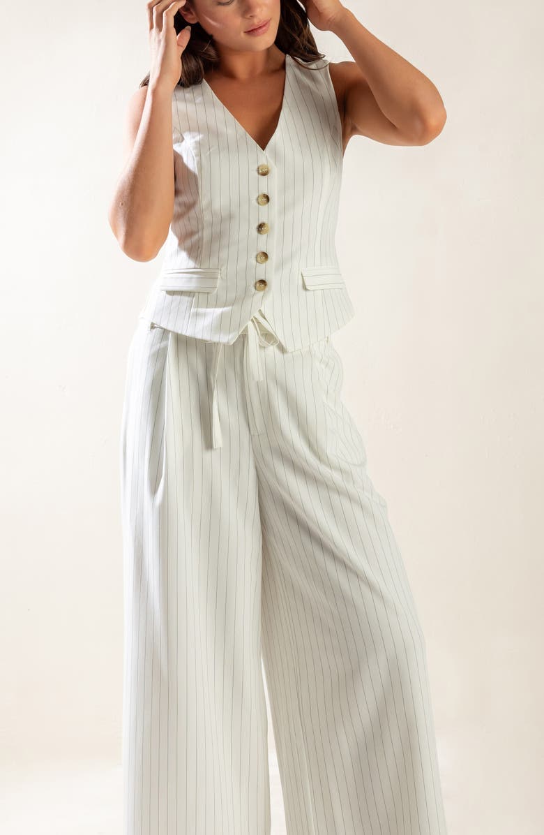 FREEMARKET Striped Vest, Alternate, color, White