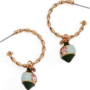 Alex and Ani Crystal Bow & Ornament Twisted Hoop Earrings
