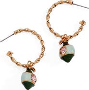 Alex and Ani Crystal Bow & Ornament Twisted Hoop Earrings