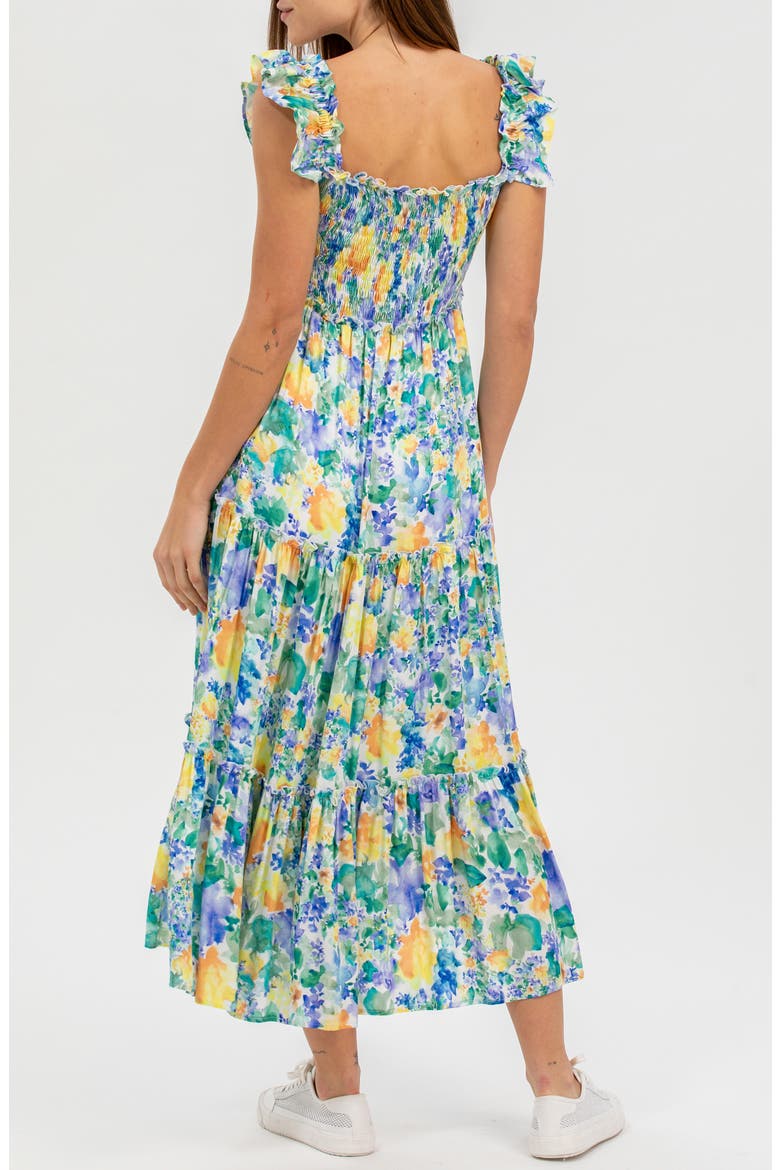 Floral Smocked Off the Shoulder Maternity Dress, Alternate, color, GREEN