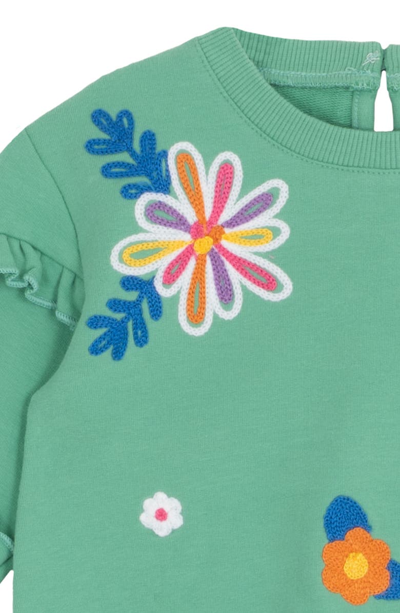 Rare Editions Floral Sweatshirt & Corduroy Pants Set, Alternate, color, Green