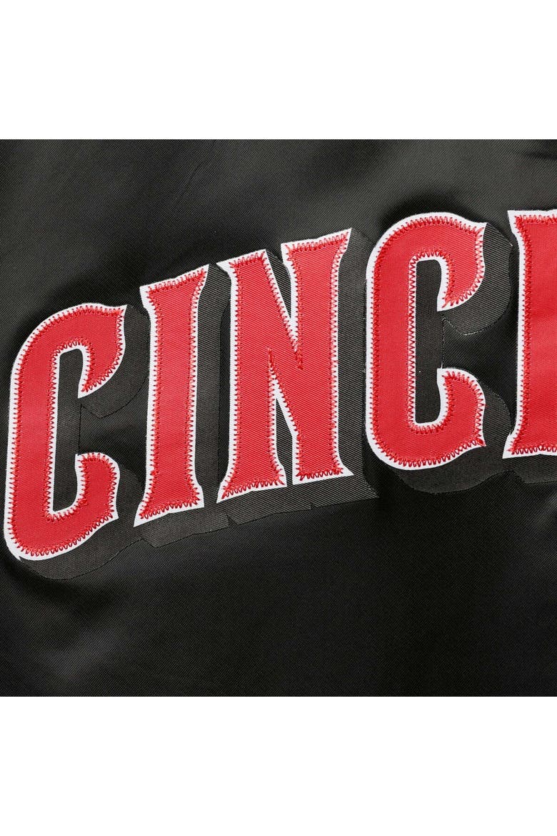 Men's Pro Standard Black Cincinnati Reds Wordmark Satin Full-Snap Jacket, Alternate, color, Black