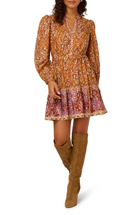 Print Long Sleeve Dress