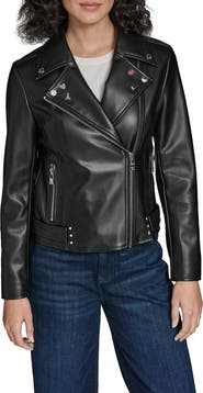 KARL LAGERFELD Moto Jacket With Charm Studs
