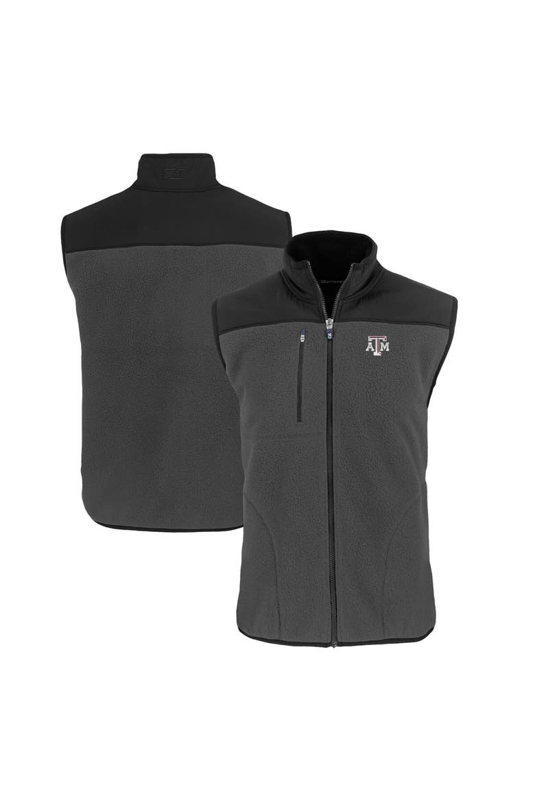 Men's Cutter & Buck  Gray Texas A&M Aggies Cascade Eco Sherpa Fleece Full-Zip Vest, Alternate, color, Gray