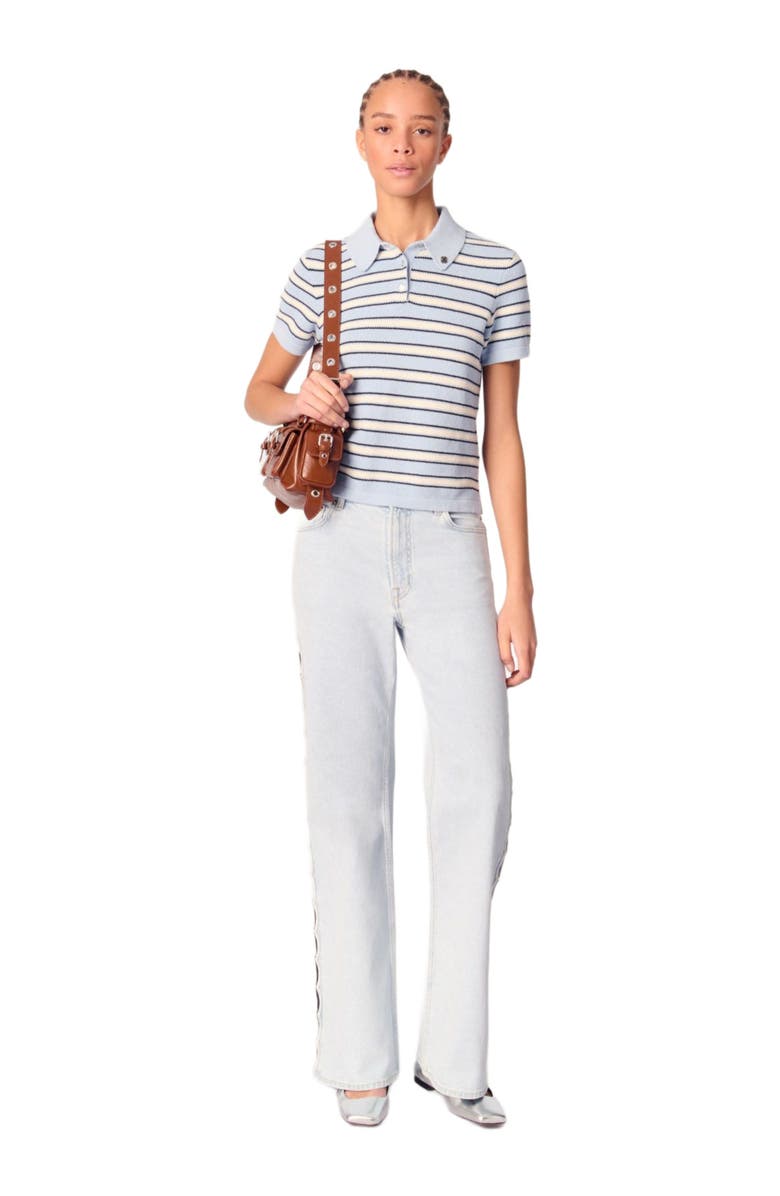 maje Striped knit polo short sleeve shirt, Alternate, color, 