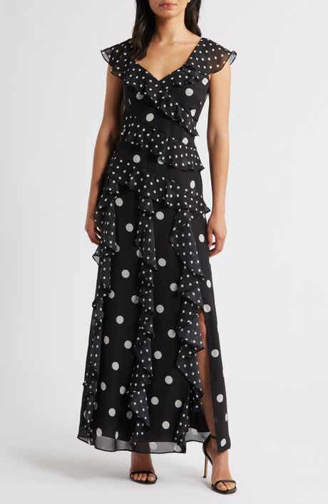 Eliza J Mixed Polka Dot Maxi Dress