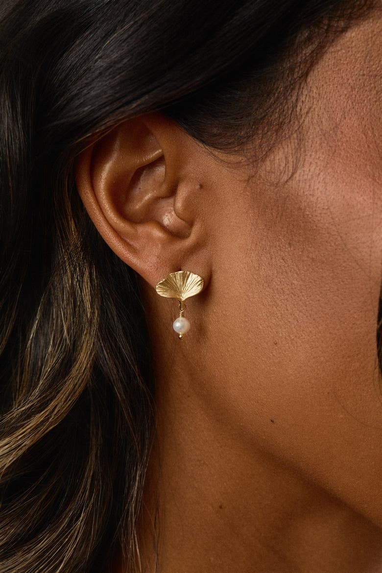 Ellis Pearl Earrings, Alternate, color, Gold