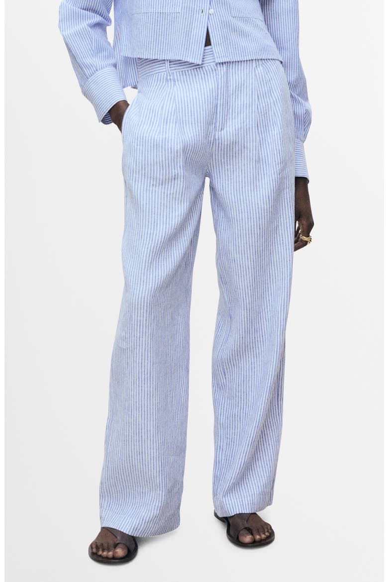 Stripe Linen Blend Pants, Main, color, BLUE