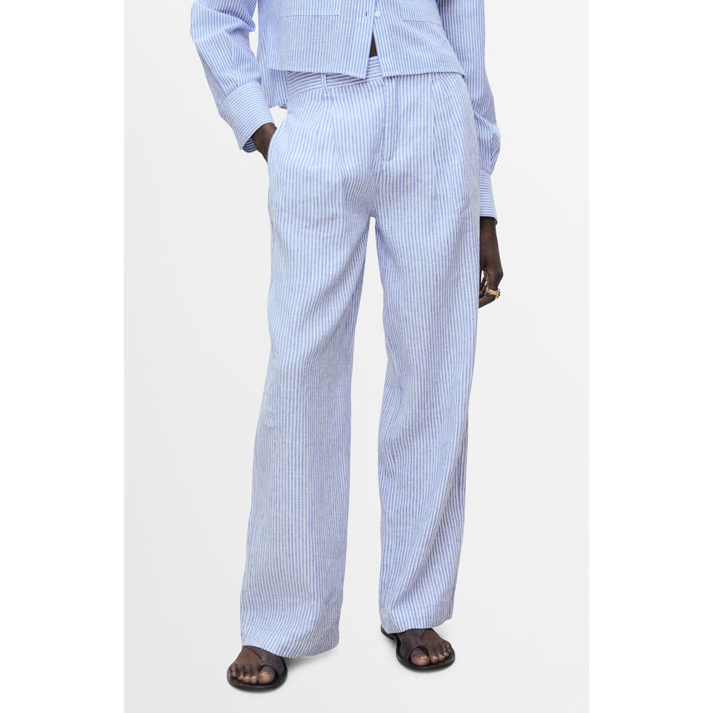 Shop Mango Stripe Linen Blend Pants