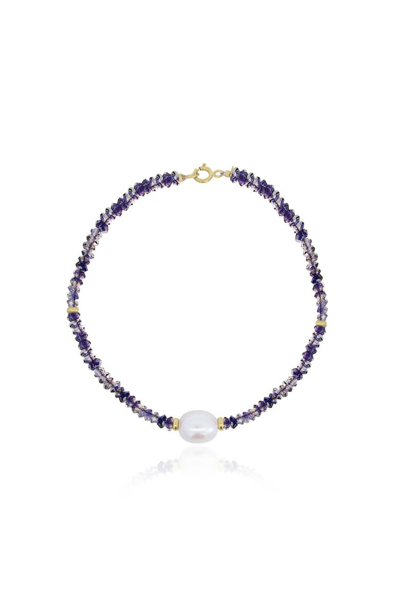 The Lovery Fine Jewelry Iolite Bead Pearl Bracelet, Main, color, Lolite