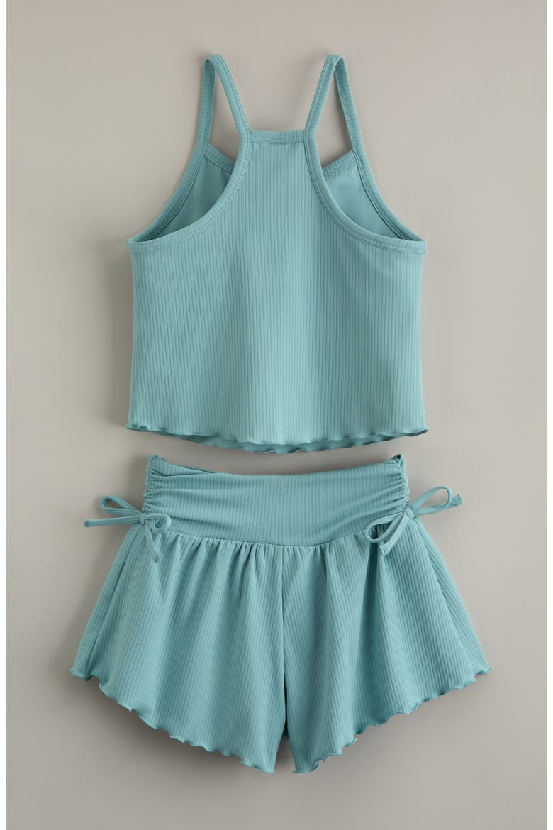 Kids' Rhythym Rib Tank & Shorts Set, Alternate, color, TEAL AQUIFER