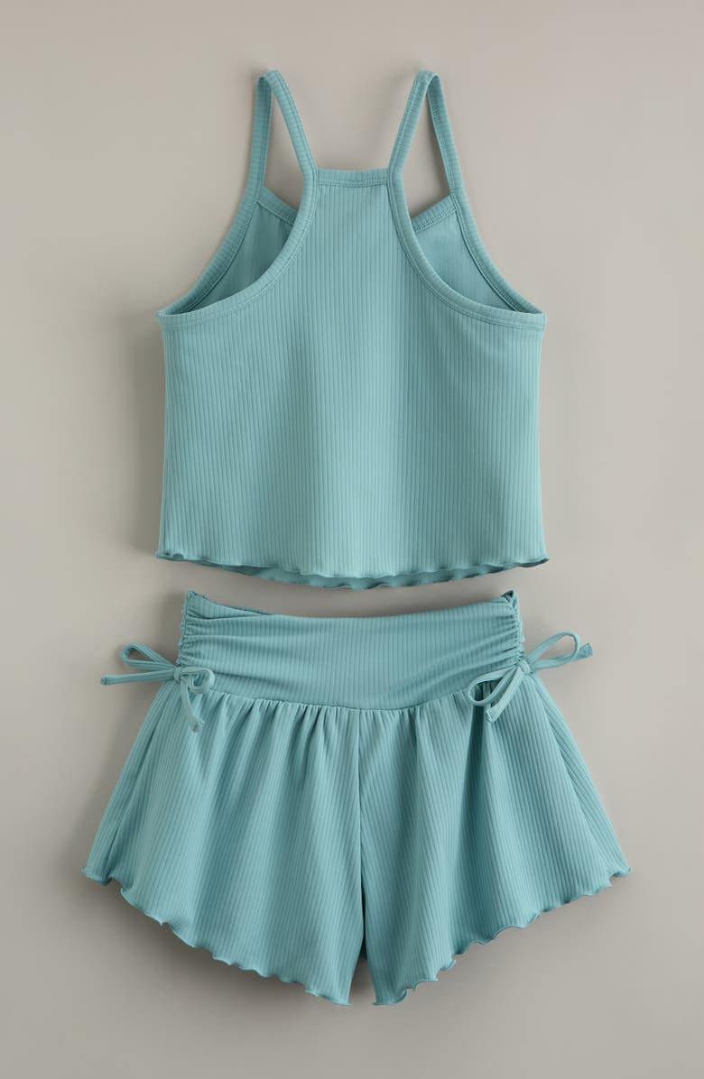 Zella Girl Kids' Rhythym Rib Tank & Shorts Set, Main, color, Teal Aquifer