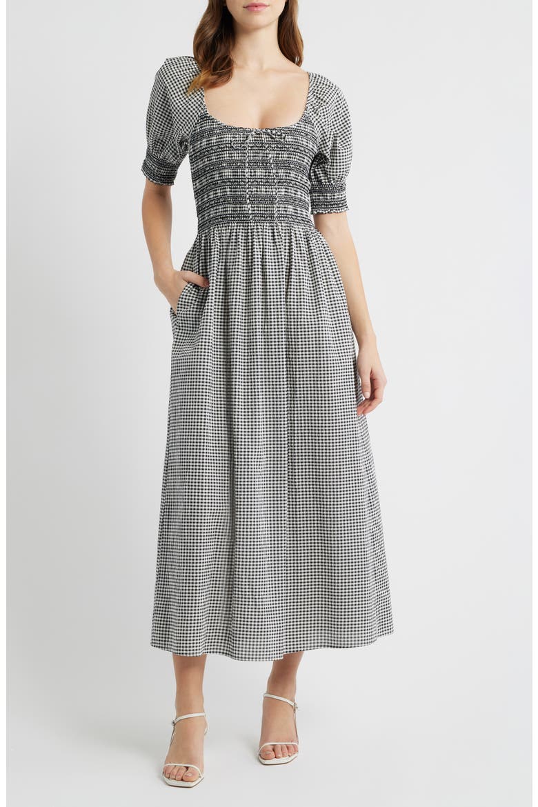 【まろり】Nomade A-line dress The Madeline Smocked Puff Sleeve Maxi Dress (Women) | Nordstrom