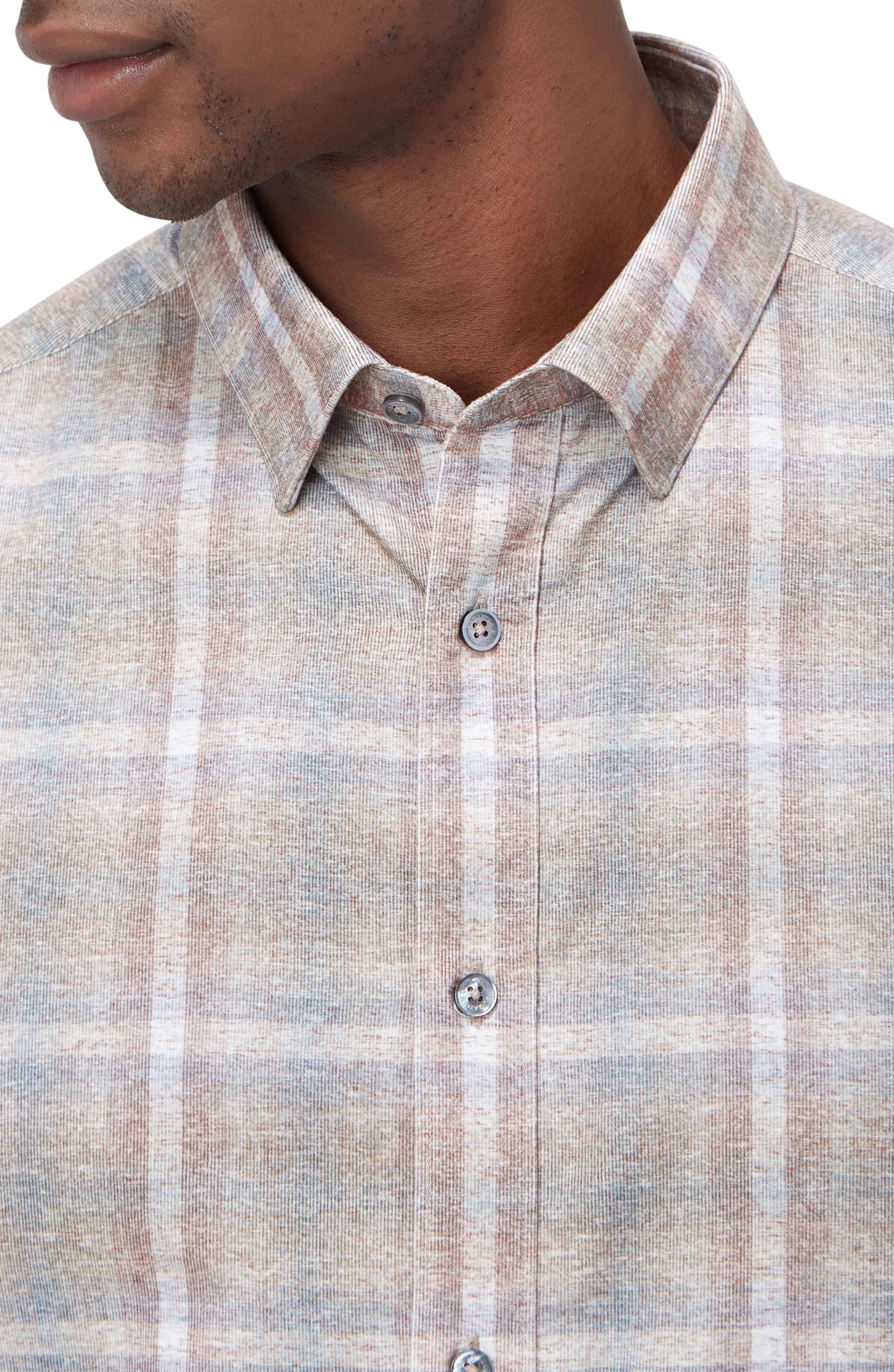 Karl Shaped Fit Windowpane Check Stretch Button-Up Shirt - image 2