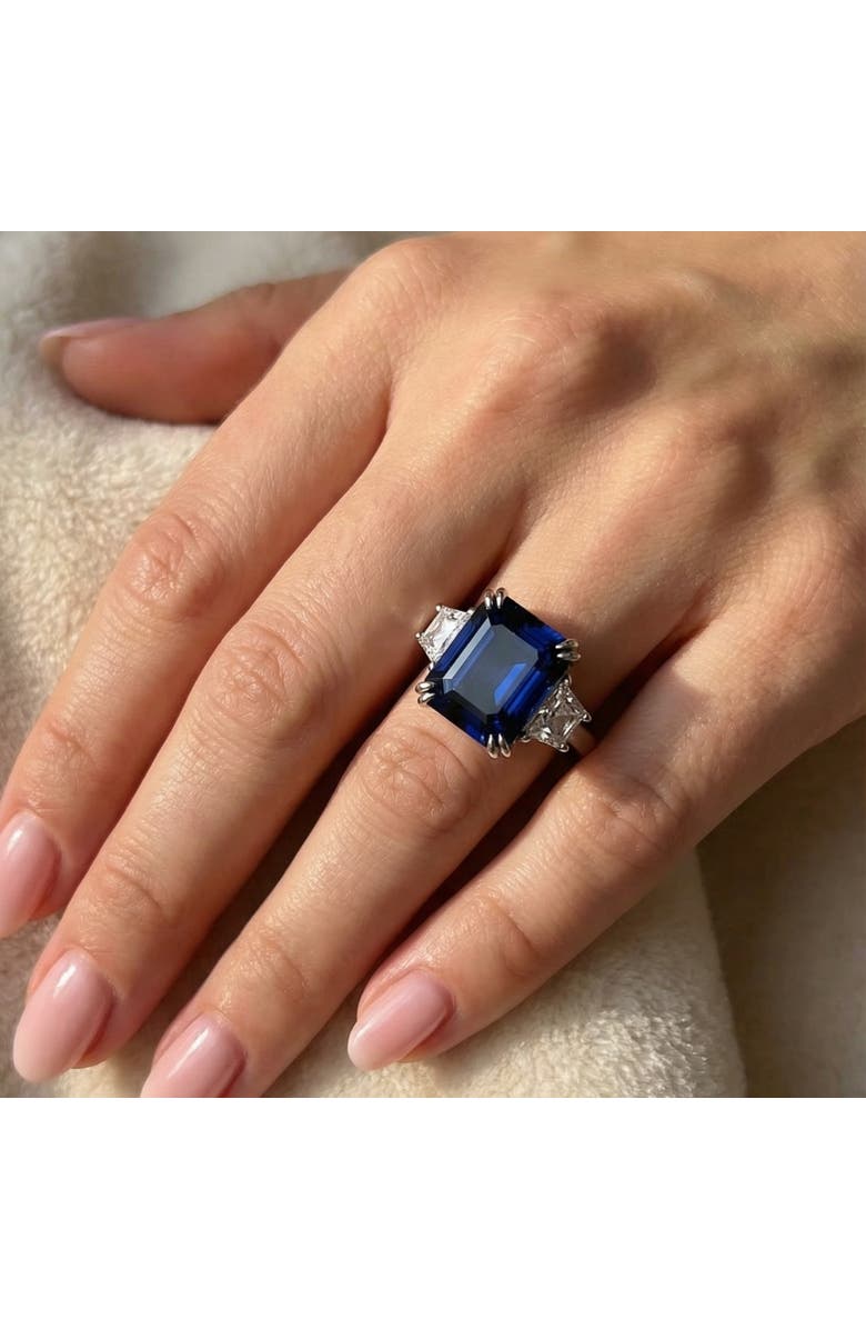 Bliss Diamond 6Ct Blue Sapphire & Diamond Anniversary Engagement Ring 14k Gold Lab Grown, Alternate, color, 14K White Gold