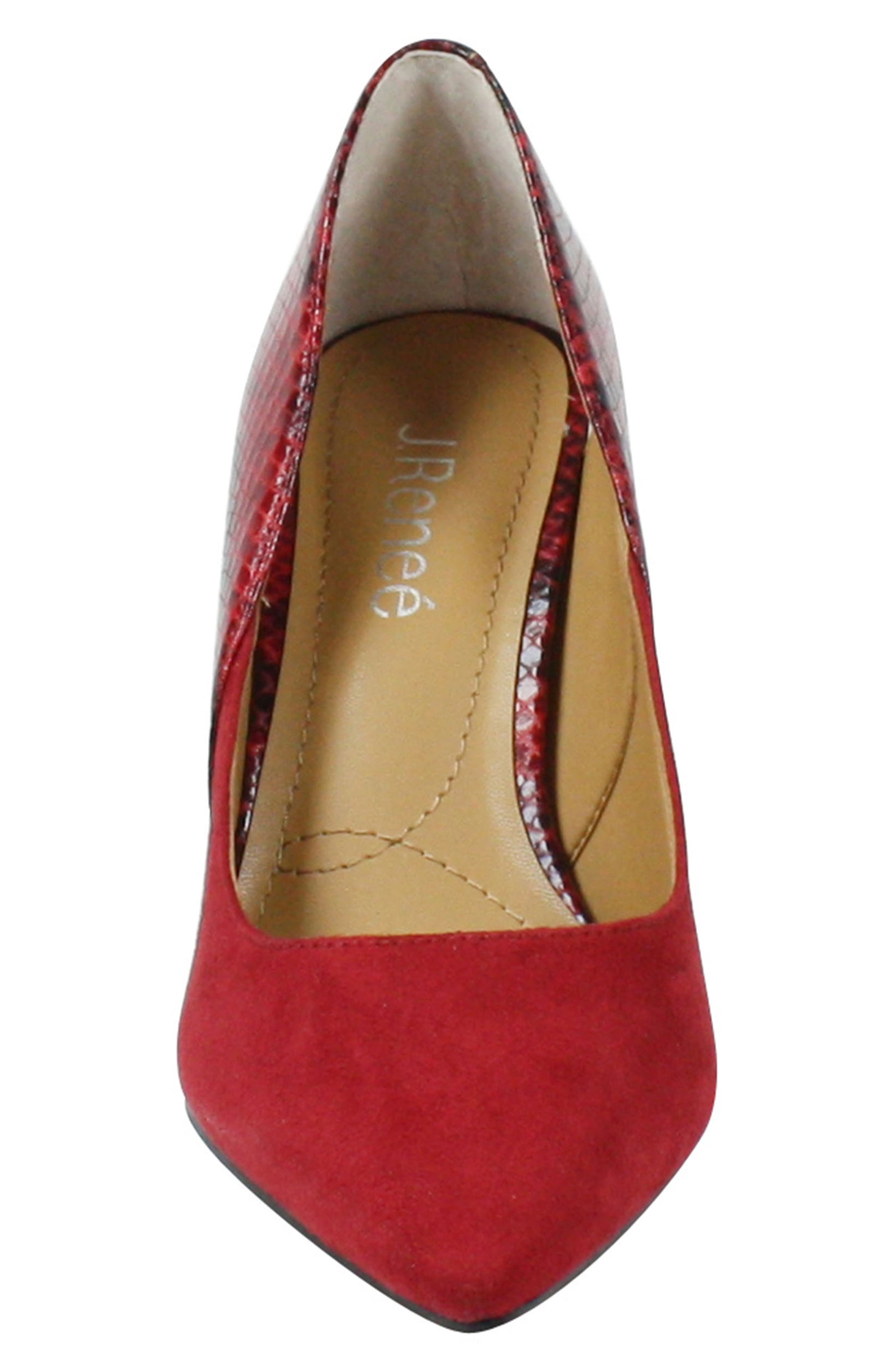 Zayd Pointed Toe Pump, Alternate, color, RED SUEDE/ SNAKE PRINT