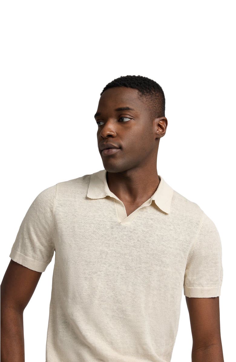 Onia Linen Johnny Collar Polo, Alternate, color, Sand