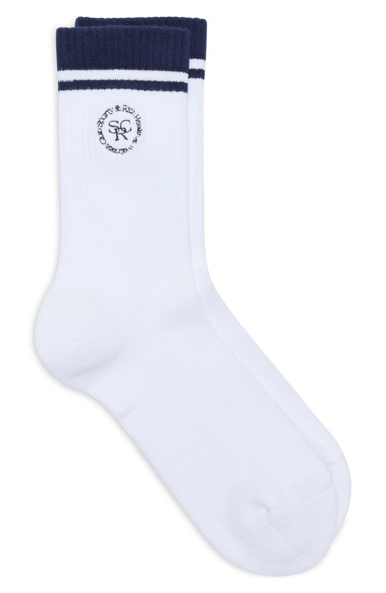 Sporty & Rich Stripe Rib Socks, Alternate, color, White/ Dark Navy
