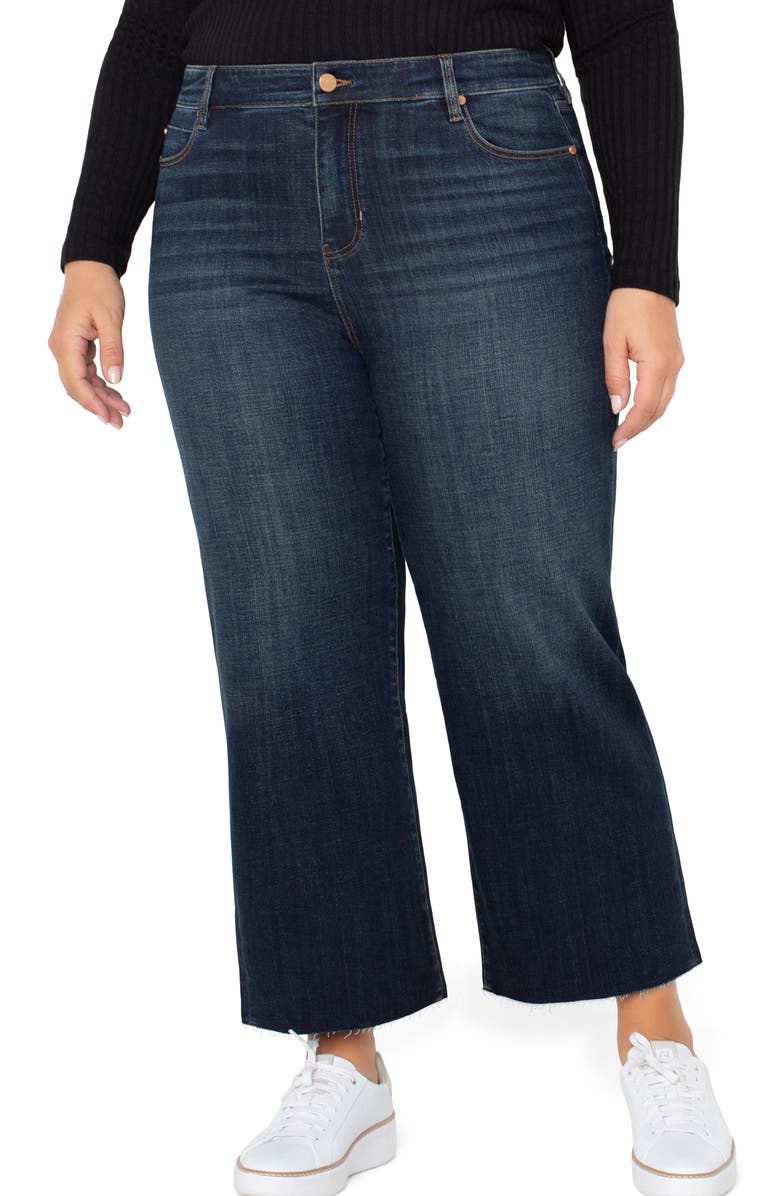 Liverpool Los Angeles Stride Raw Hem High Waist Crop Wide Leg Jeans, Main, color, 
