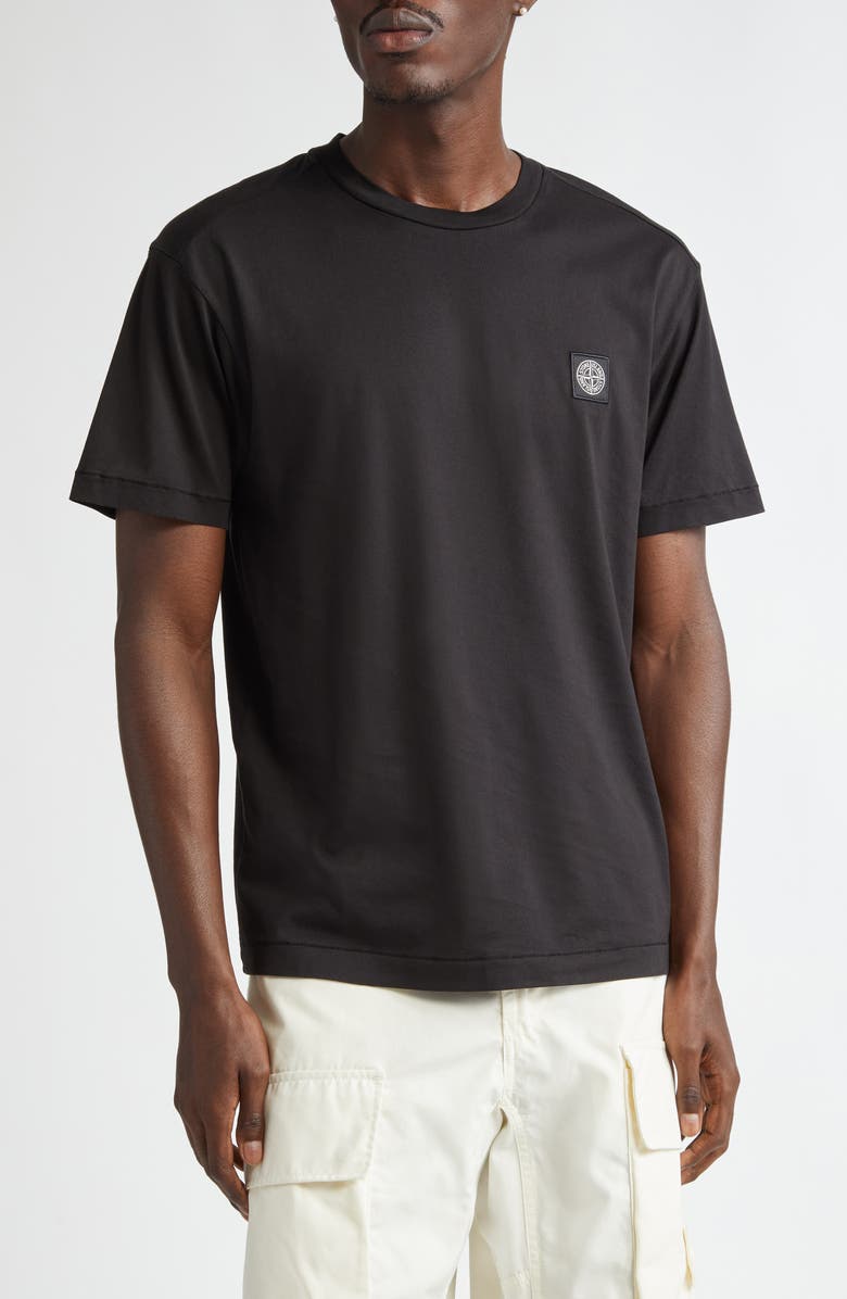 Stone Island Logo Patch Cotton T-Shirt, Main, color, Black