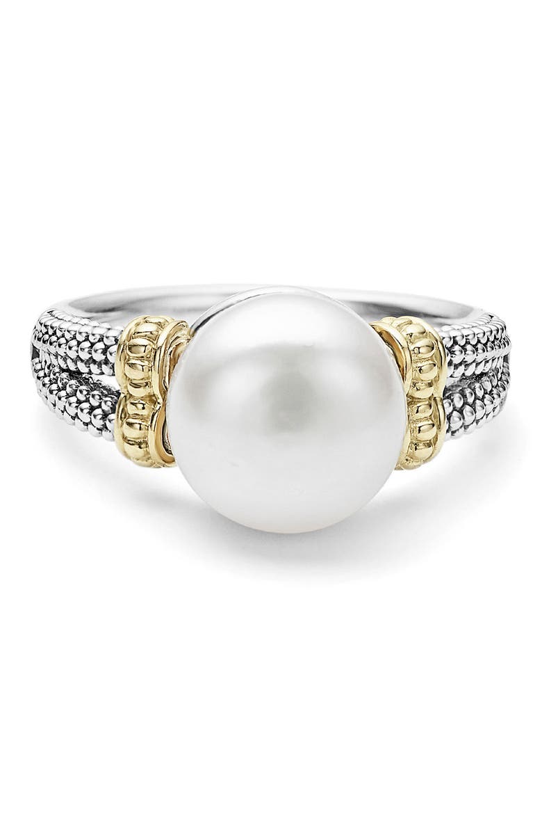 Luna Cultured Pearl Ring, Main, color, SILVER/ PEARL