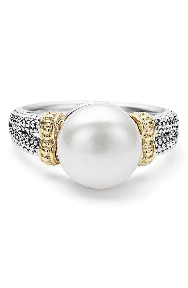 LAGOS Luna Cultured Pearl Ring, Main, color, Silver/ Pearl