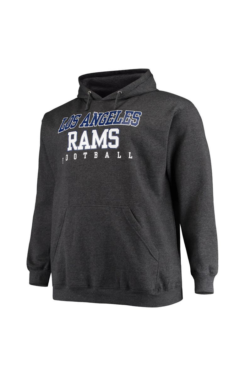 FANATICS Men's Fanatics Branded Heathered Charcoal Los Angeles Rams Big & Tall Practice Pullover Hoodie, Alternate, color, 